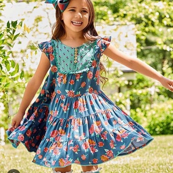 Matilda Jane Blue and Orange Casual Dress with Playful Patterns - Picture 1 of 6